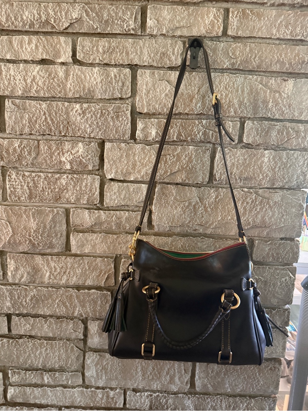 Dooney & Bourke Florentine brown Leather Satchel with Gold Hardware - Picture 2 of 6